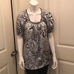 Allison Taylor Black And White Top Short Sleeve Size M